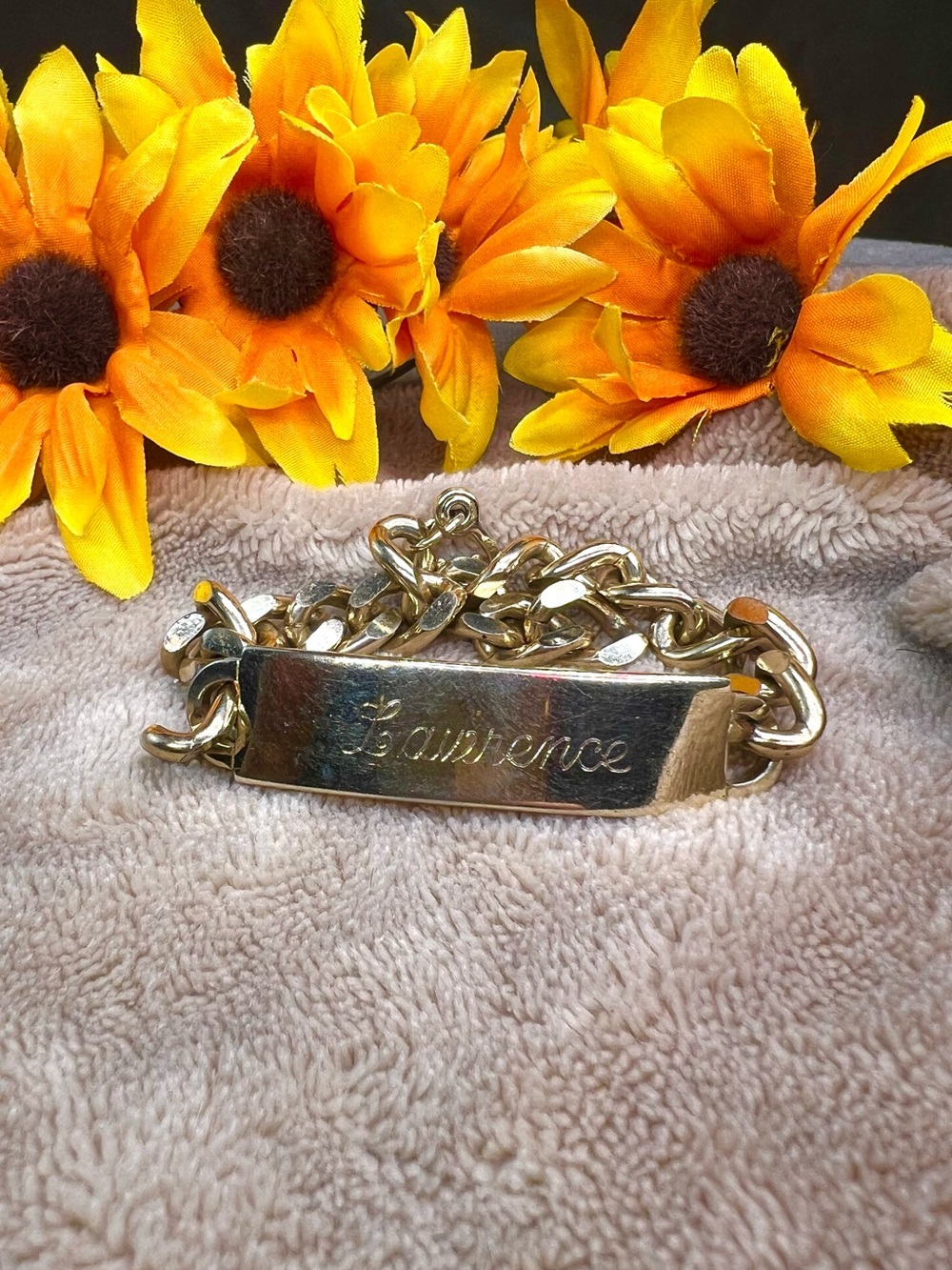 SPEIDEL Gold 'Lawrence' Engraved ID Nameplate Bracelet